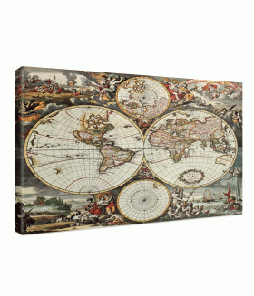 Tablou canvas World hemispheres old map